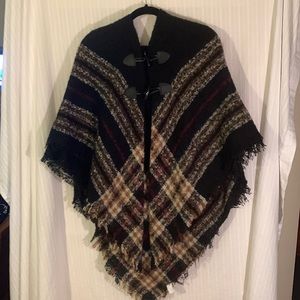 Spice Market cowl neck poncho with 2 buckles